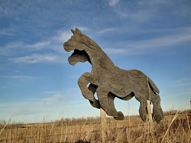 Plywood horse cutout on the prairie